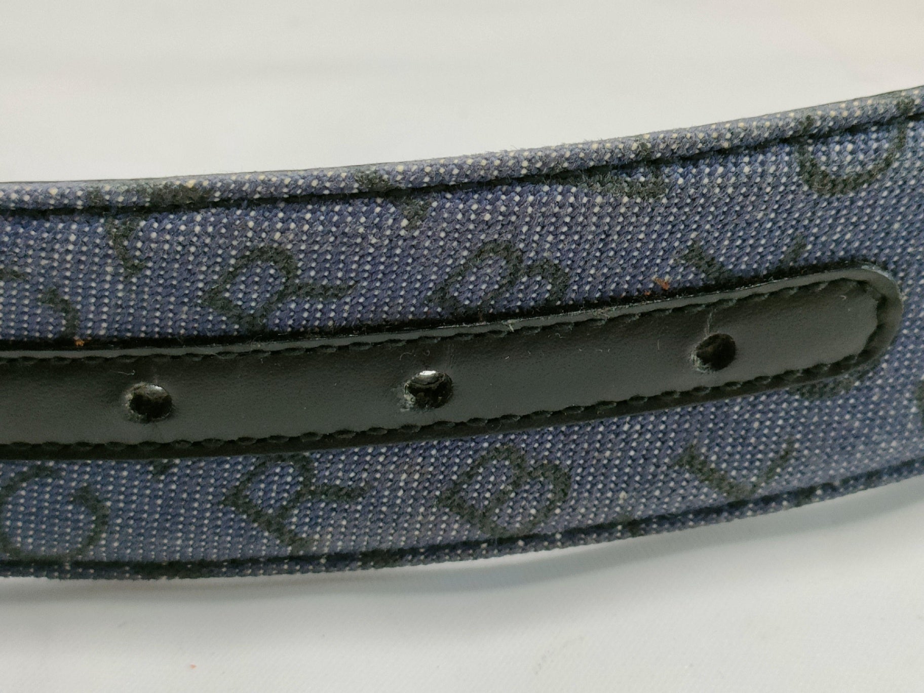Authentic Bvlgari Mania Belt Blue Denim and Leather 42"