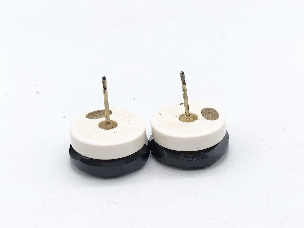Authentic Chanel CC Logo Black & White Stud Earrings with Box