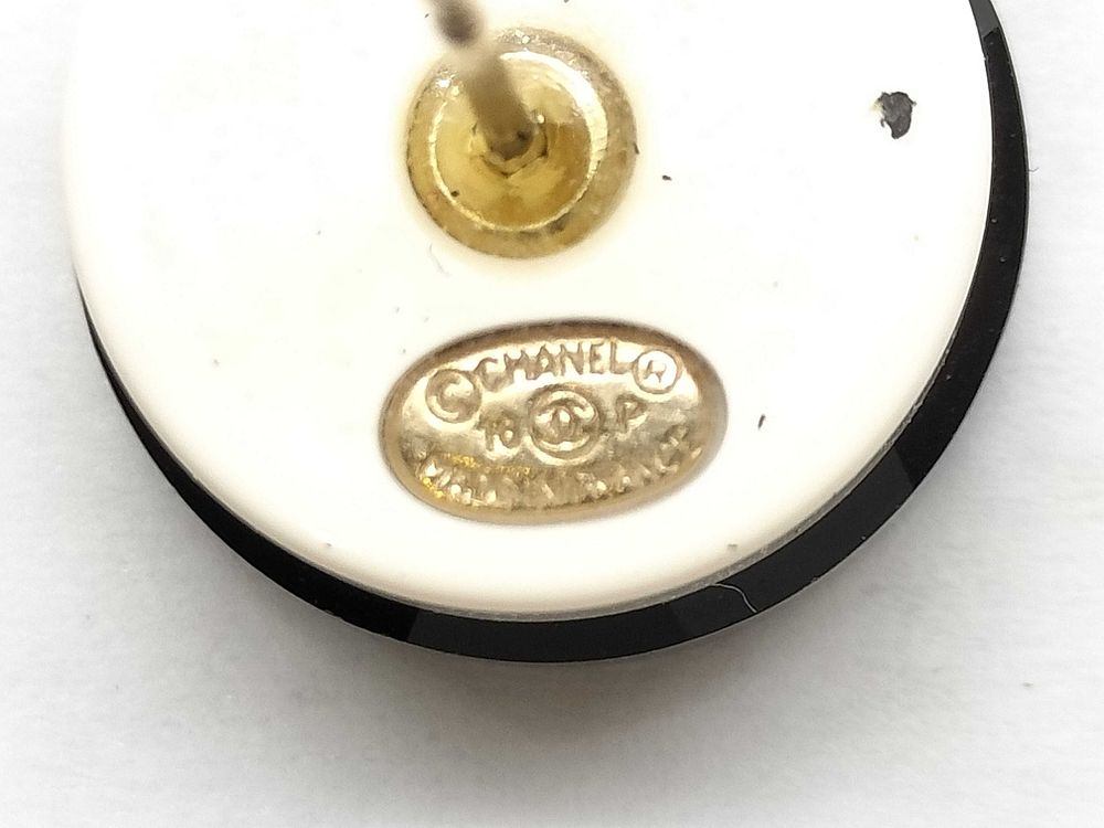 Authentic Chanel CC Logo Black & White Stud Earrings with Box