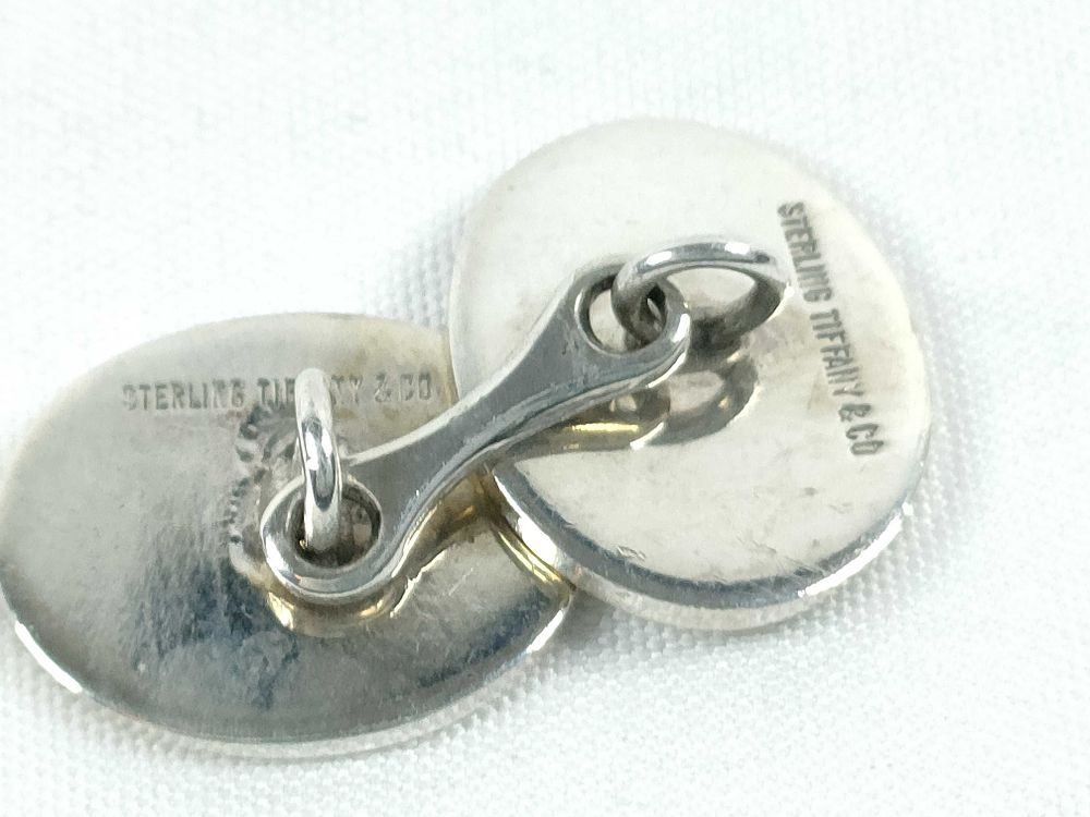 Authentic Tiffany & Co. Sterling Silver Monogram Round Cufflinks 925