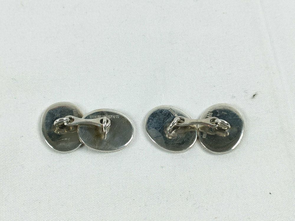 Authentic Tiffany & Co. Sterling Silver Monogram Round Cufflinks 925