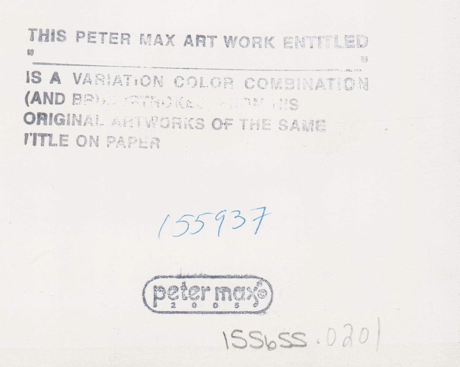 Original Peter Max Signed Mixed Media "Peace on Earth II" Artwork