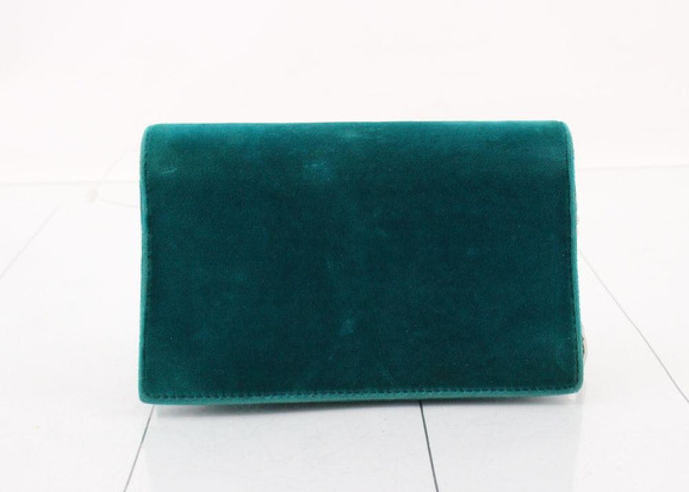 Authentic Gucci Dionysus Chain Shoulder Bag Teal Velvet Horseshoe