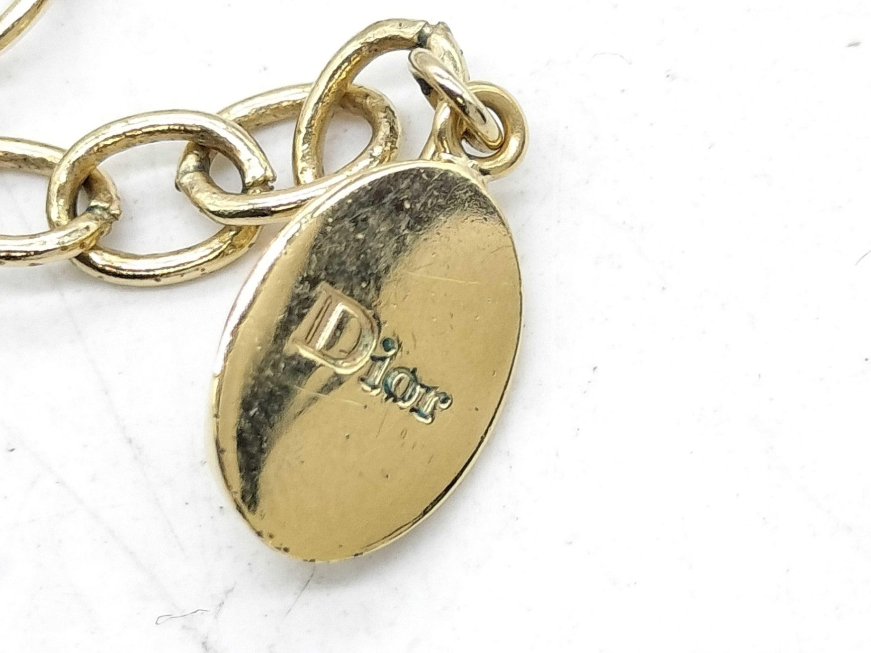 Authentic Christian Dior Secret Cannage Faux Pearl & Crystal Station Necklace