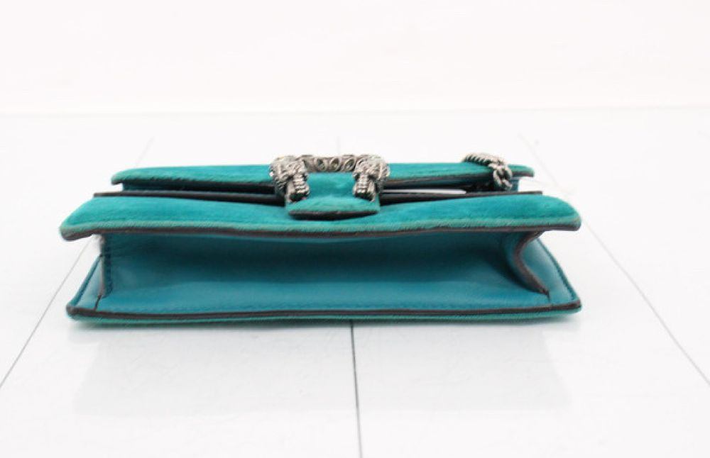 Authentic Gucci Dionysus Chain Shoulder Bag Teal Velvet Horseshoe