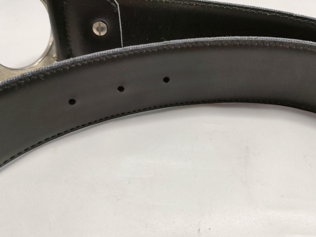 Authentic Bvlgari Mania Belt Blue Denim and Leather 42"