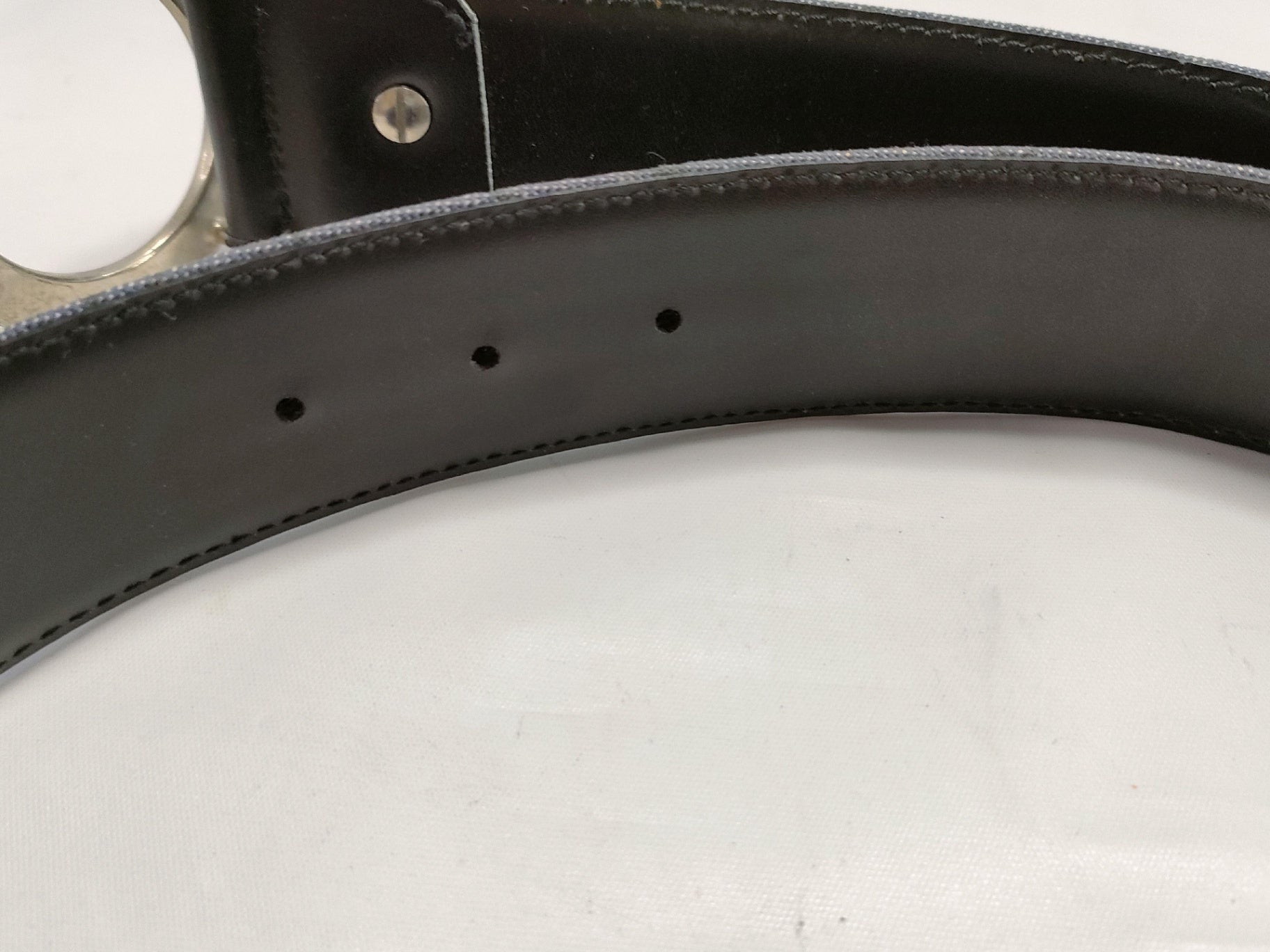 Authentic Bvlgari Mania Belt Blue Denim and Leather 42"