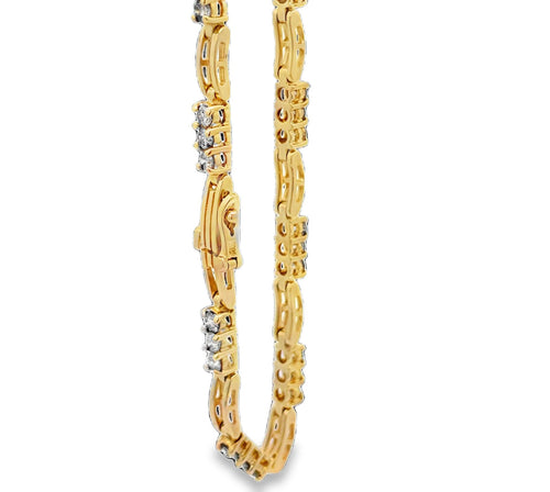 14K Yellow Gold 2.20ctw Diamond Line Tennis Bracelet