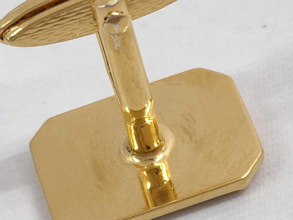 Dunhill Gold Tone Cufflinks Tie Bar Set Geometric Triangle Inlay Vintage Luxury