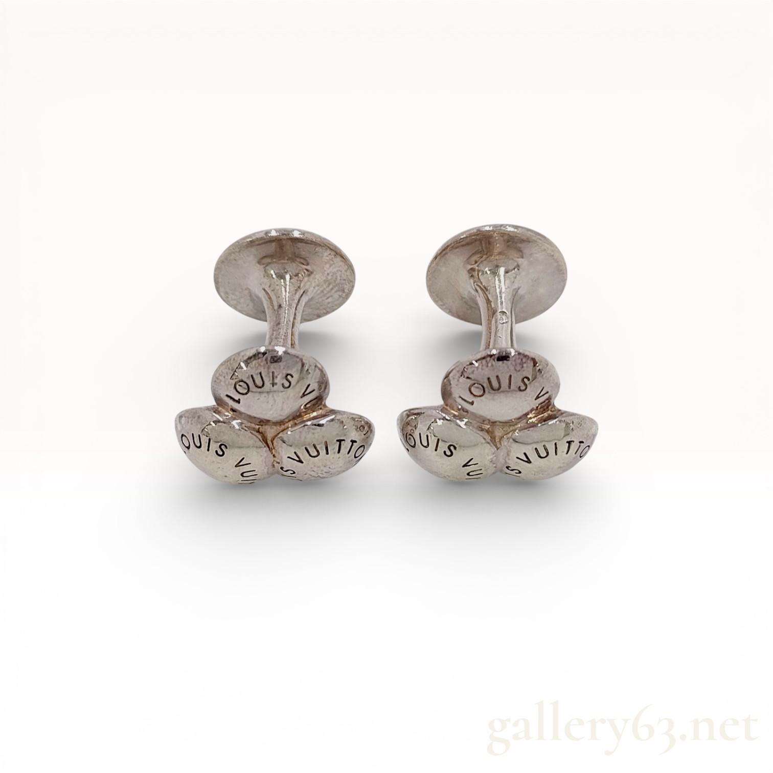 Louis Vuitton Silver Tone Boutons de Manchette Cufflinks M30566 Engraved