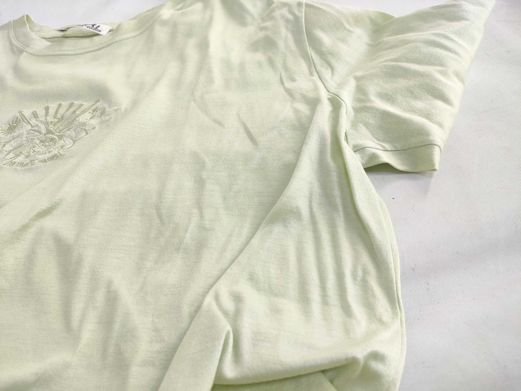 Hermes Vintage Pale Green Cotton T-Shirt Embroidered Crest Men M Women L 20" P2P