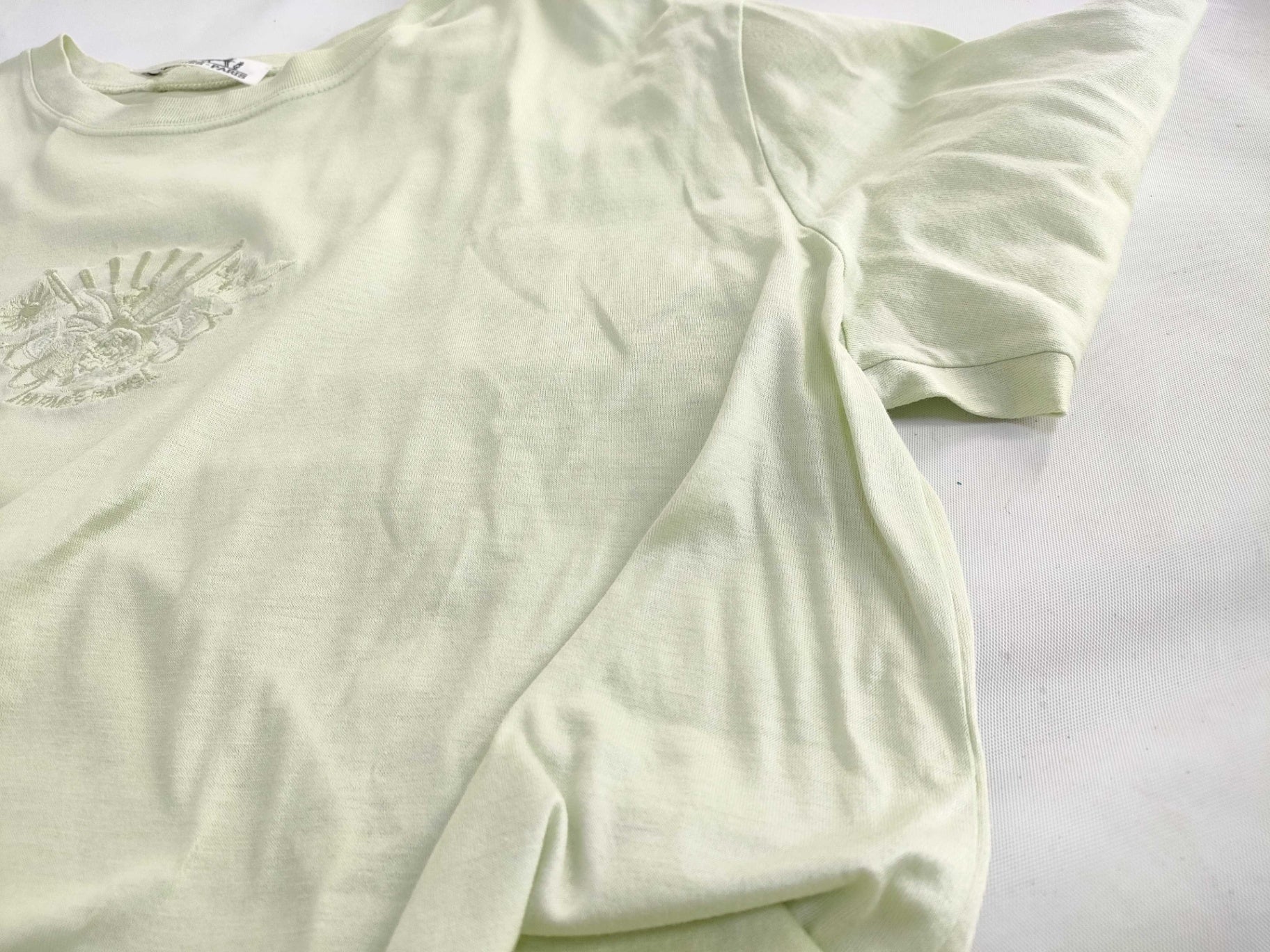 Hermes Vintage Pale Green Cotton T-Shirt Embroidered Crest Men M Women L 20" P2P