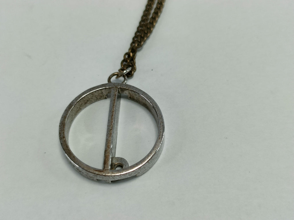 Dunhill SV925 Sterling Silver Circular Bar Pendant Necklace Minimalist 6.5g