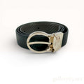 Dunhill Reversible Black Leather Belt Gold Tone Logo Buckle Textured Chassis Japan