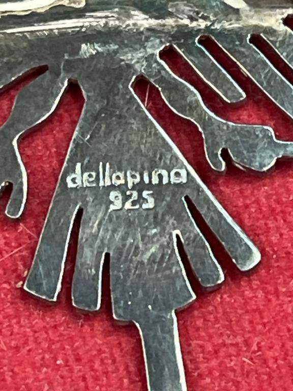 Dellapina 925 Sterling Silver Nazca Line Hummingbird Brooch Pendant Set 17.9g
