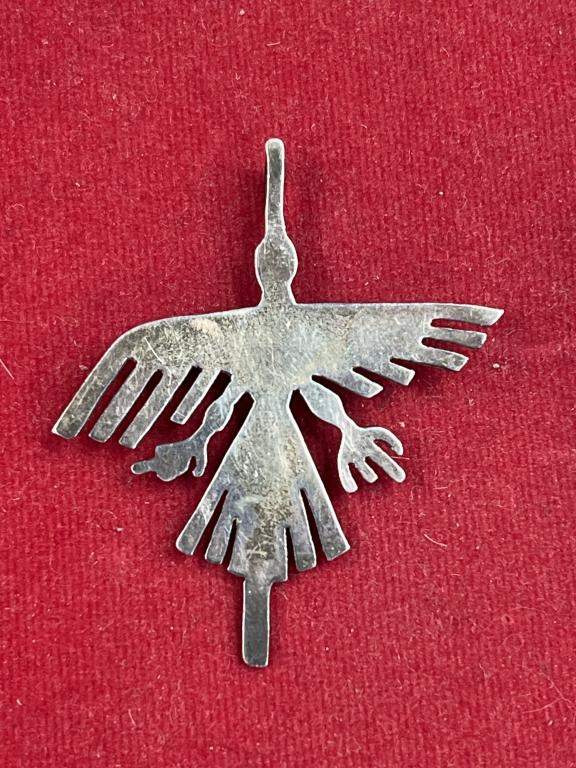 Dellapina 925 Sterling Silver Nazca Line Hummingbird Brooch Pendant Set 17.9g