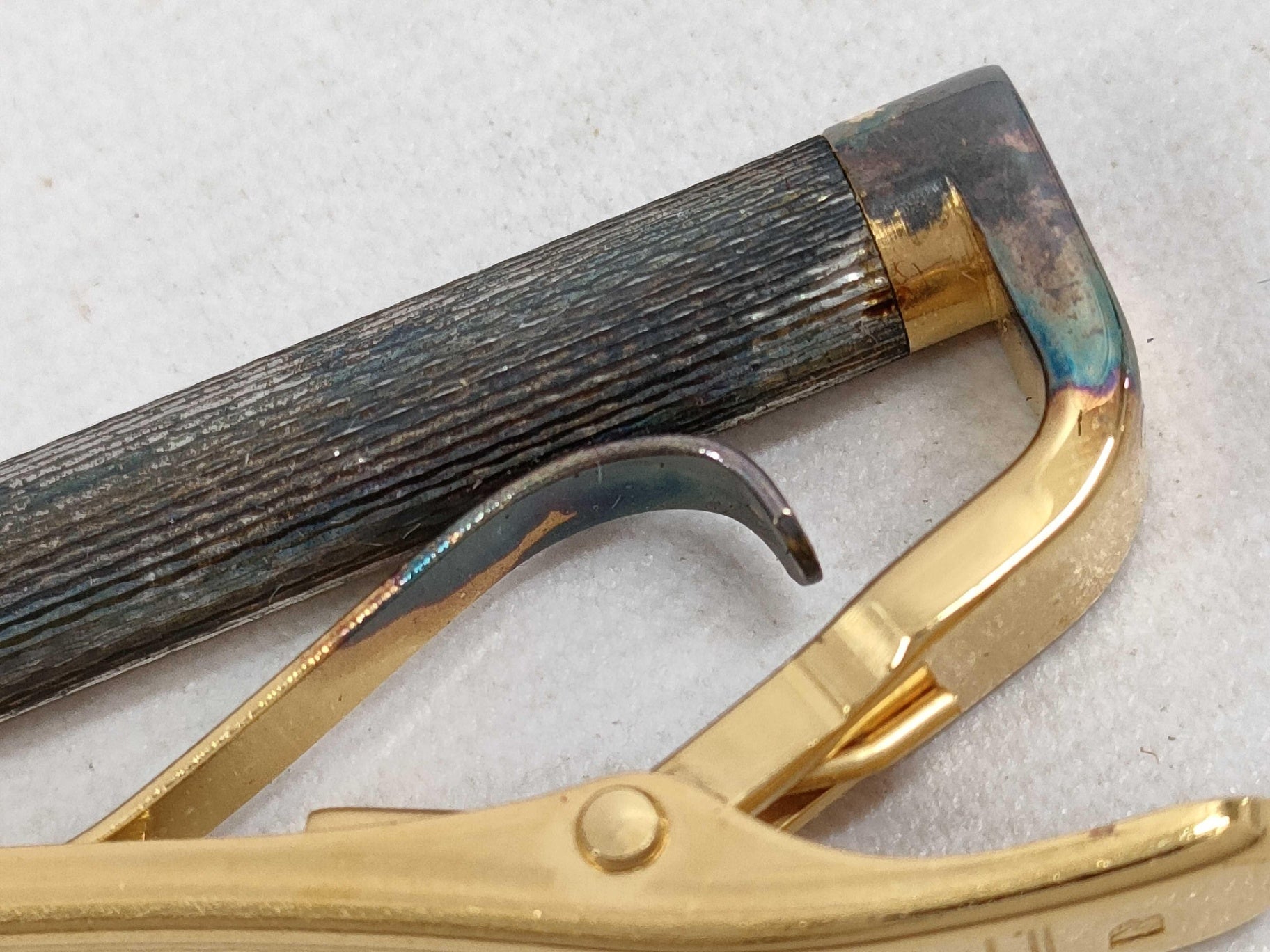 Dunhill Gold Tone Cufflinks Tie Bar Set Geometric Triangle Inlay Vintage Luxury