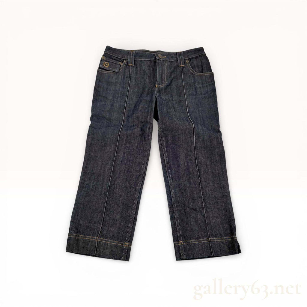 Louis Vuitton Dark Wash Denim Wide Leg Capri Jeans Contrast Stitch FR 36 US 4