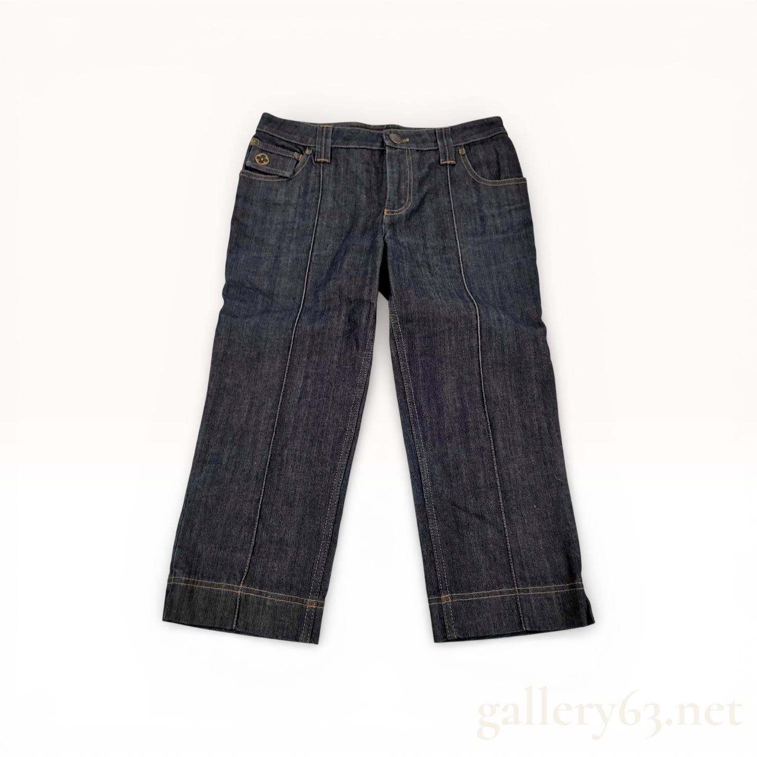 Louis Vuitton Dark Wash Denim Wide Leg Capri Jeans Contrast Stitch FR 36 US 4