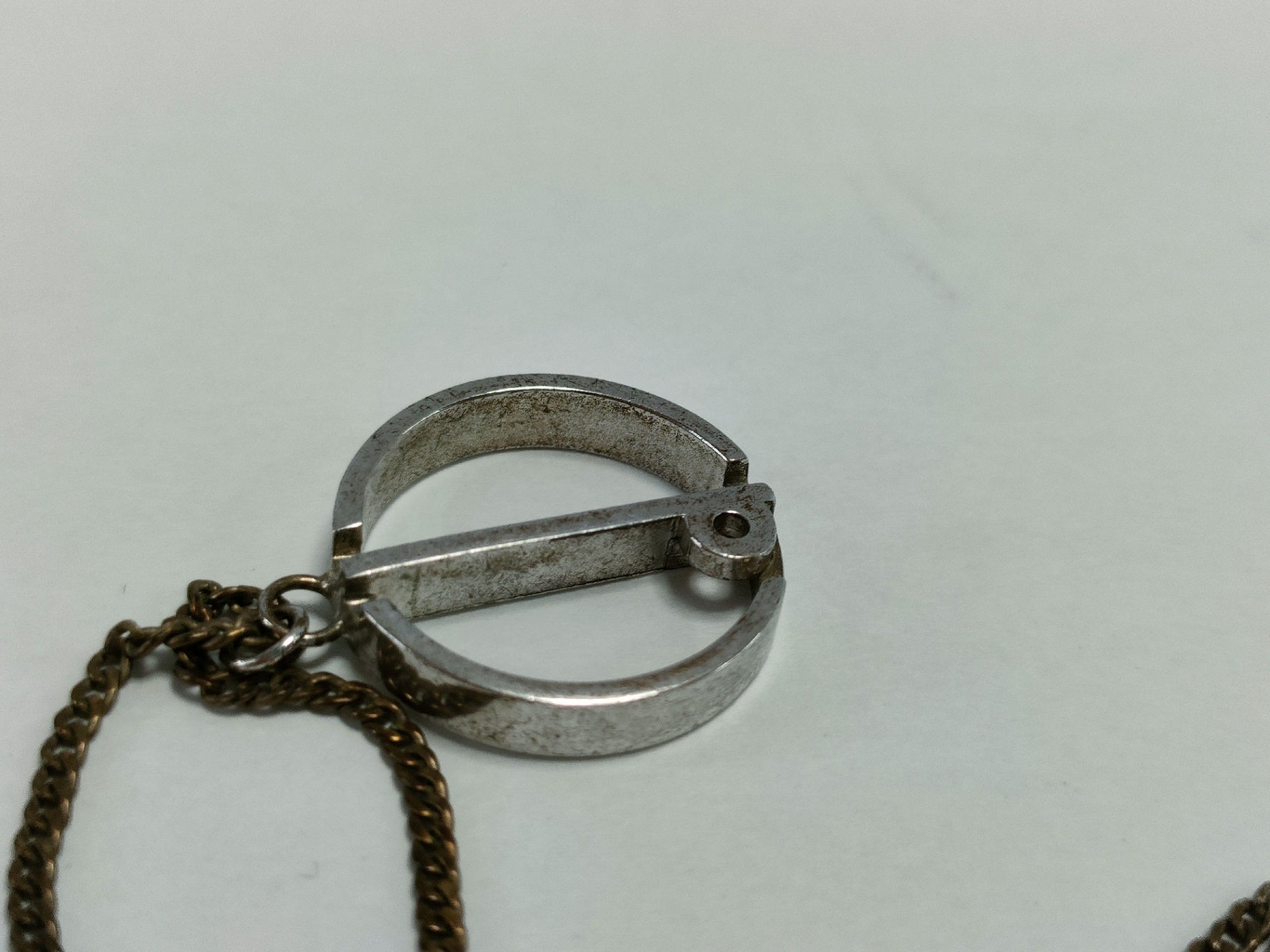 Dunhill SV925 Sterling Silver Circular Bar Pendant Necklace Minimalist 6.5g