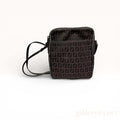 Fendi Zucchino Canvas Crossbody Bag Brown Monogram Silver Hardware Authentic