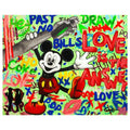 Nastya Rovenskaya Original Mixed Media "Mickey Mouse In Love" Signed 24x30 COA