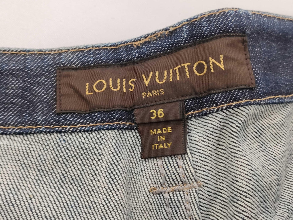 Louis Vuitton Dark Wash Denim Wide Leg Capri Jeans Contrast Stitch FR 36 US 4