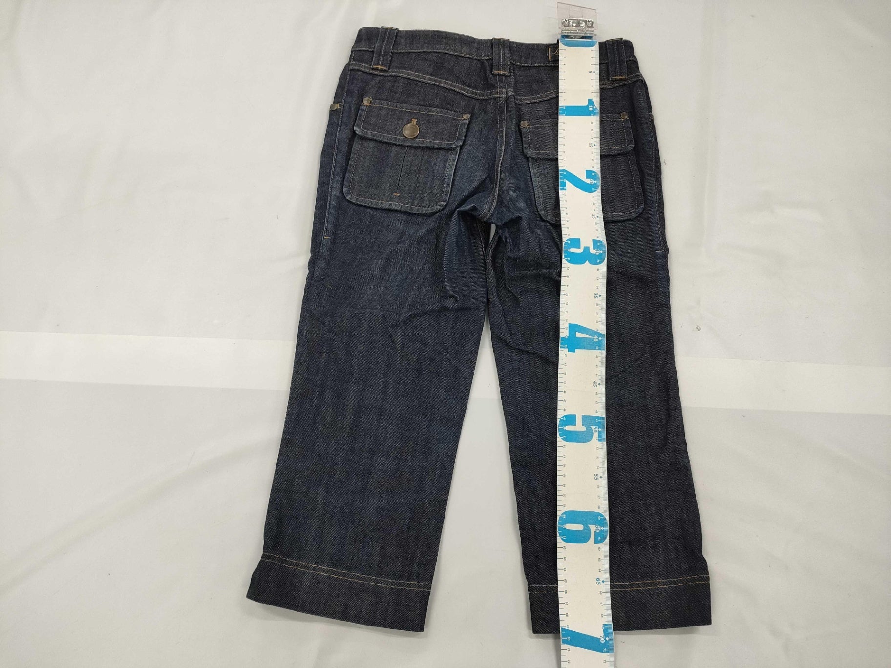 Louis Vuitton Dark Wash Denim Wide Leg Capri Jeans Contrast Stitch FR 36 US 4