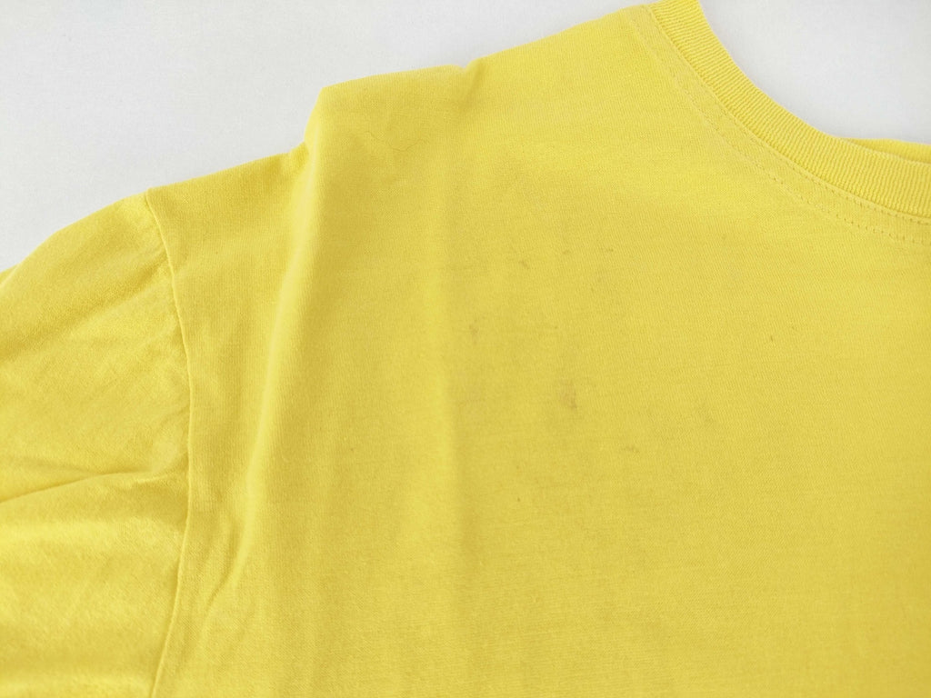 Hermes Yellow Cotton T-Shirt Statue Embroidery Men's Small Women's Medium