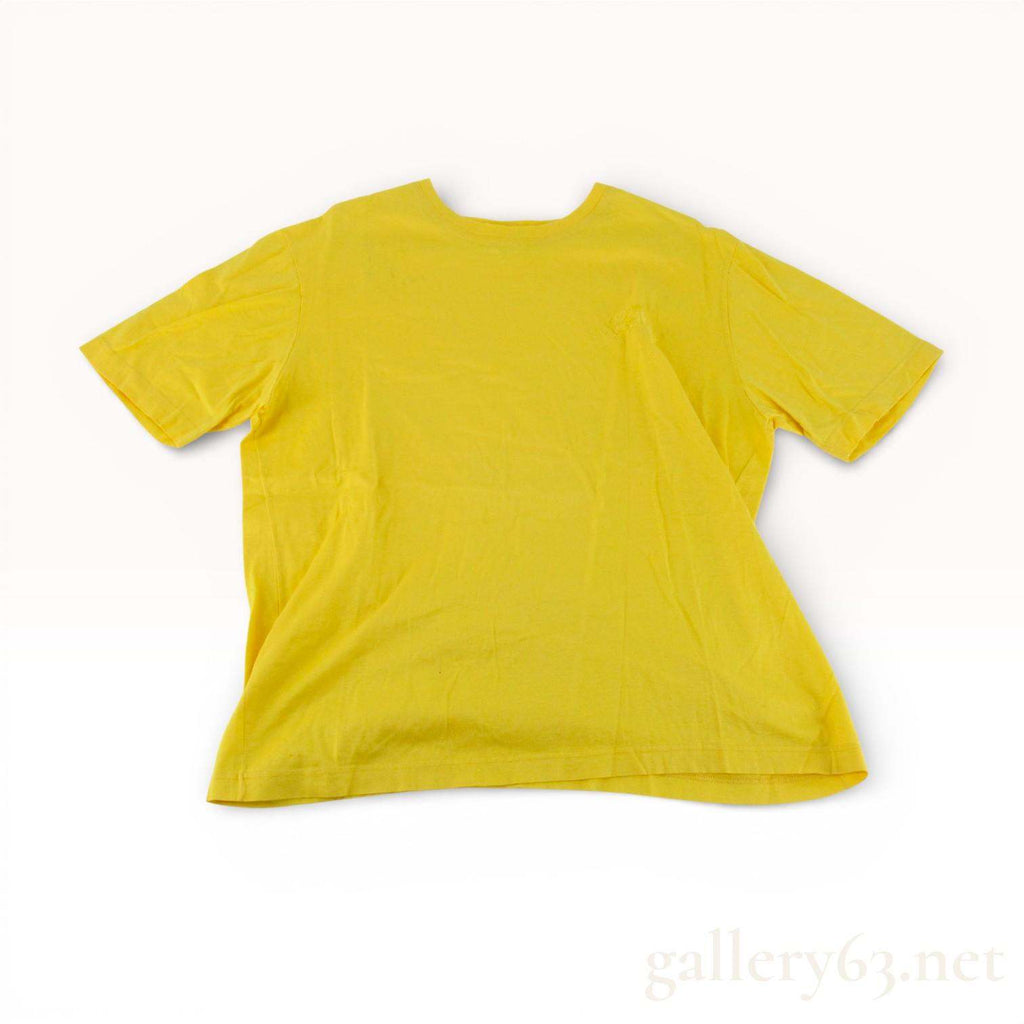 Hermes Yellow Cotton T-Shirt Statue Embroidery Men's Small Women's Medium