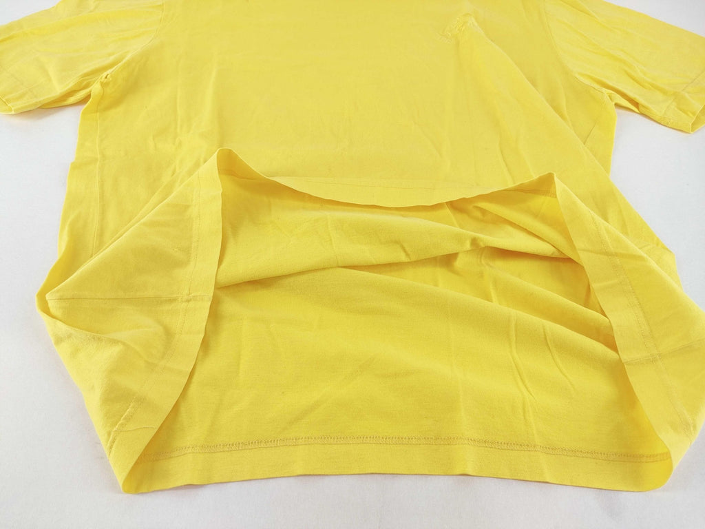 Hermes Yellow Cotton T-Shirt Statue Embroidery Men's Small Women's Medium