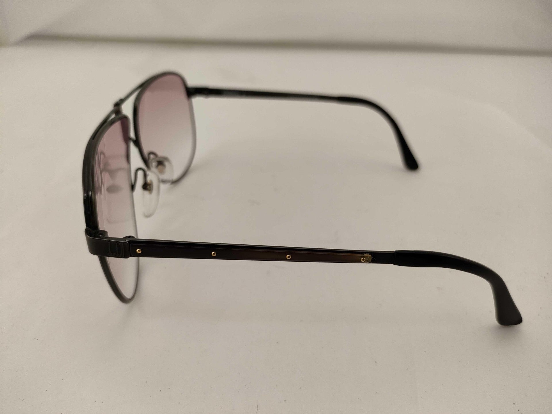 Dunhill 6043 91 Black Metal Aviator Sunglasses Gradient Lens Austria Luxury Case