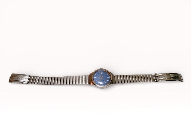 Vintage Ulysse Nardin 26mm Automatic Blue Roman Dial Steel Bracelet Watch 1970s