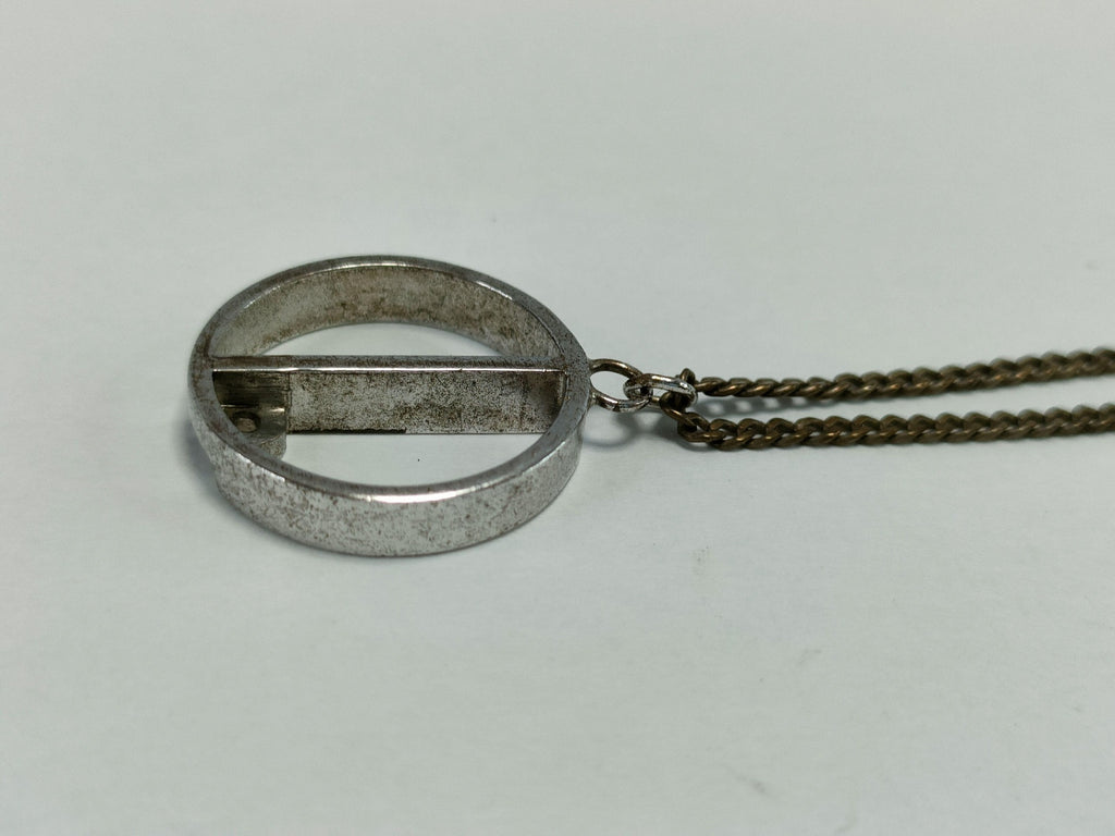 Dunhill SV925 Sterling Silver Circular Bar Pendant Necklace Minimalist 6.5g