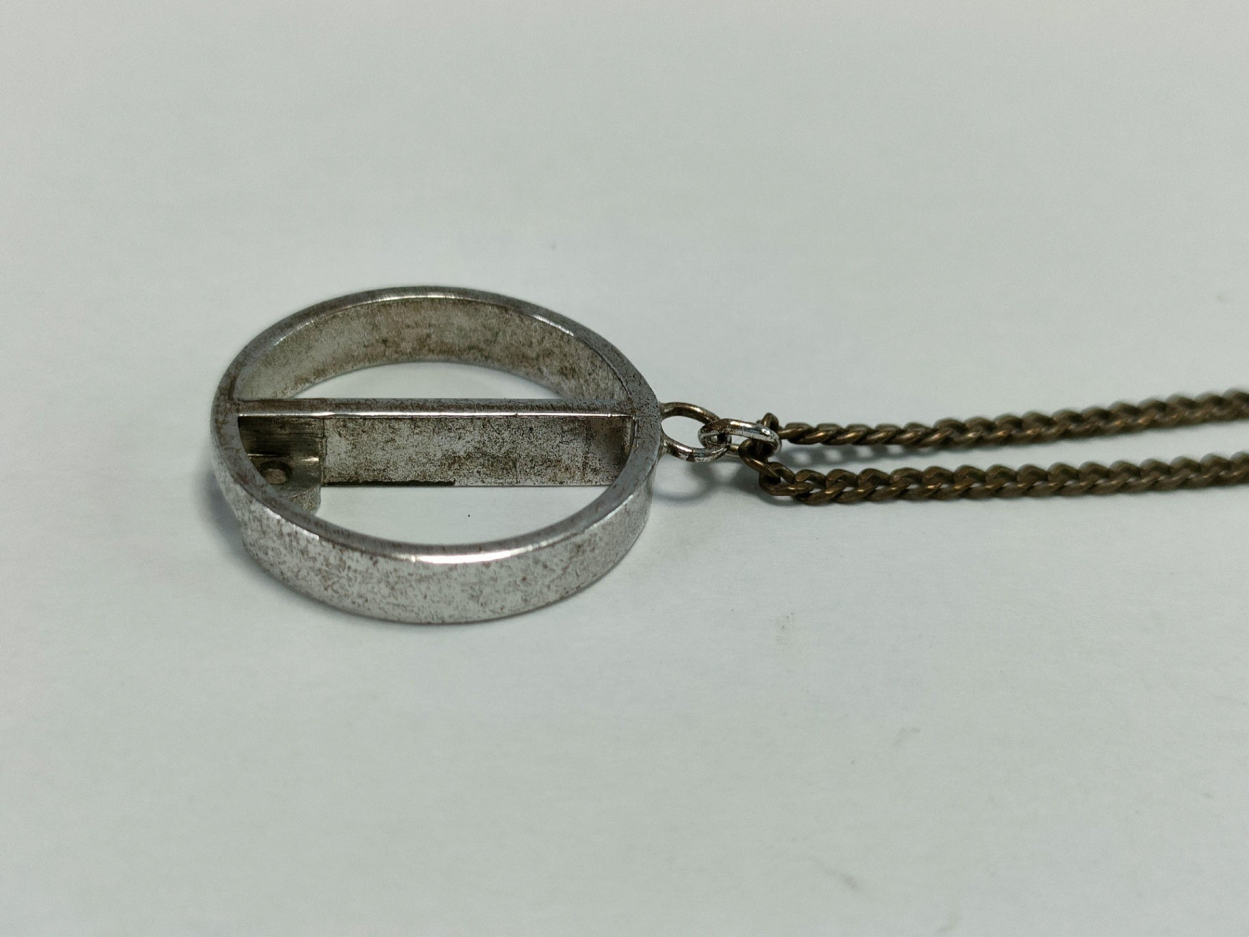Dunhill SV925 Sterling Silver Circular Bar Pendant Necklace Minimalist 6.5g