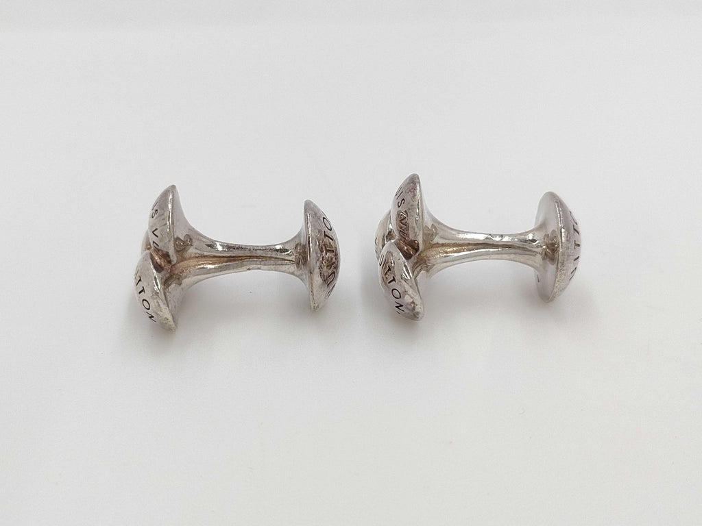 Louis Vuitton Silver Tone Boutons de Manchette Cufflinks M30566 Engraved