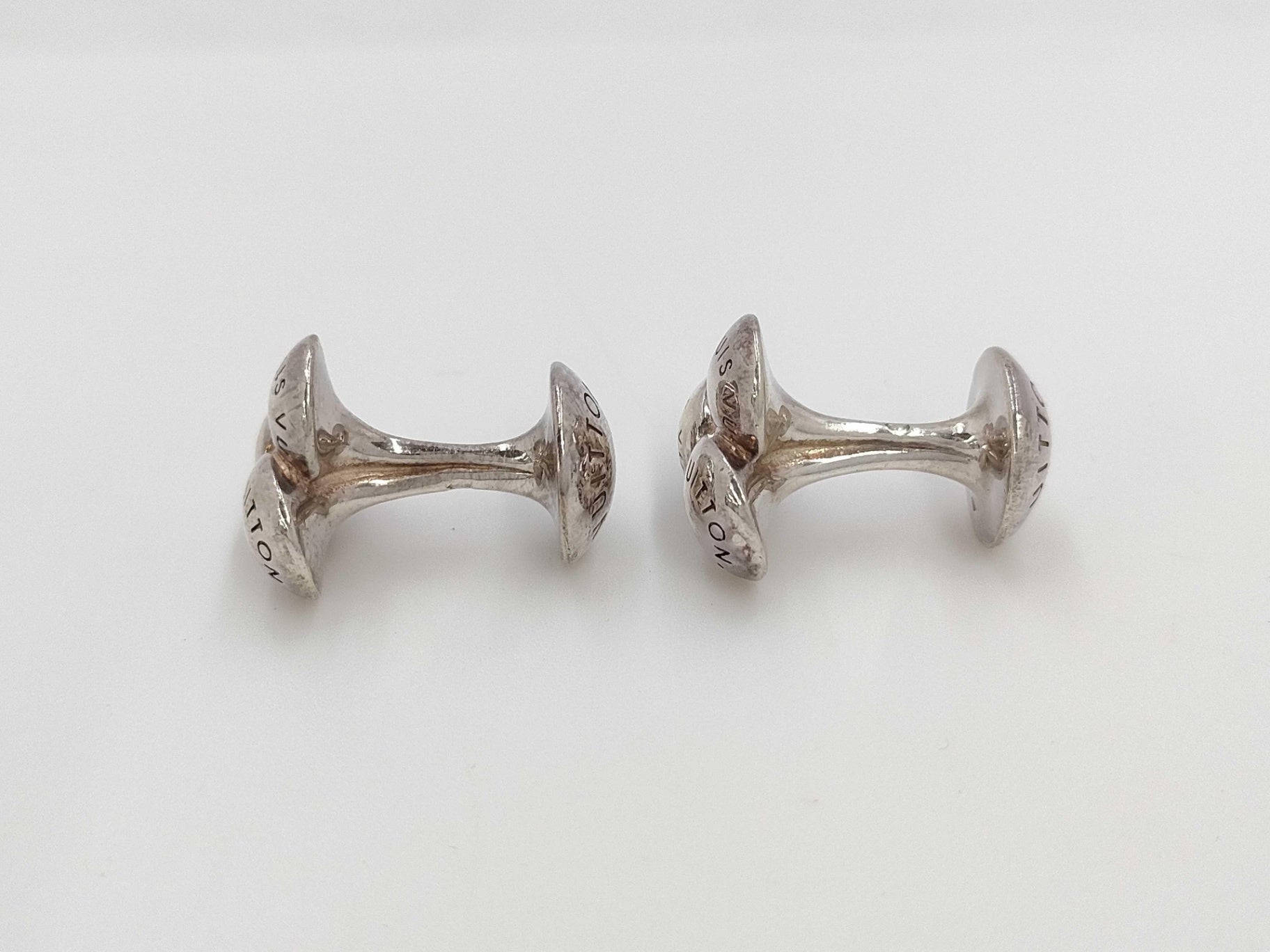 Louis Vuitton Silver Tone Boutons de Manchette Cufflinks M30566 Engraved