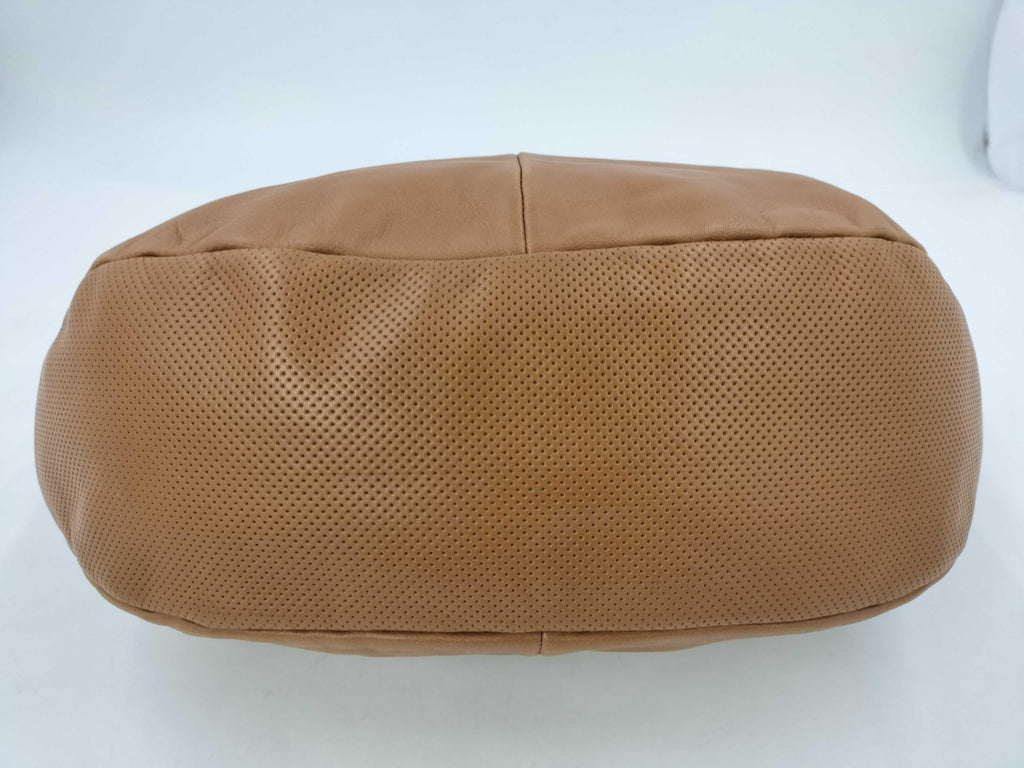Loewe Anagram Sling Hobo Shoulder Bag Brown Leather Perforated Base Authentic