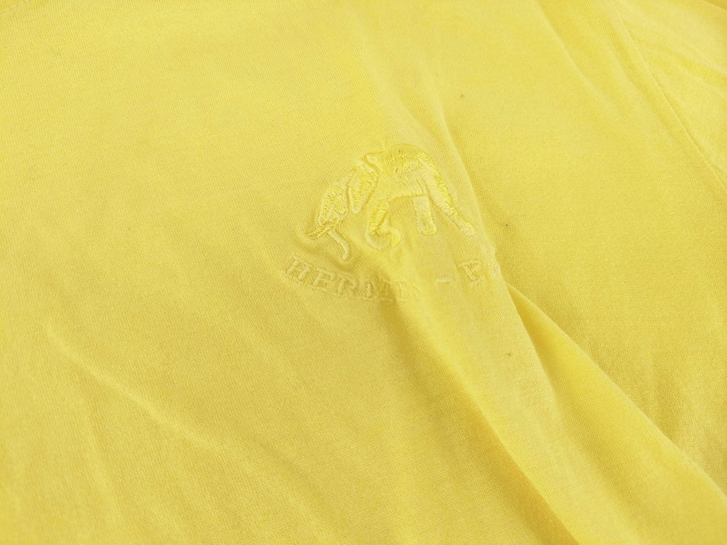 Hermes Yellow Cotton T-Shirt Statue Embroidery Men's Small Women's Medium