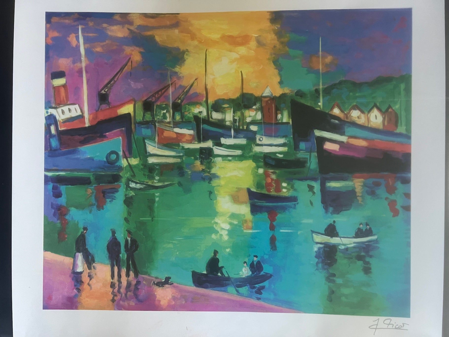 Jean-Claude Picot Un Soir D’Ete Seriolithograph 16.25x19.625 w/ COA