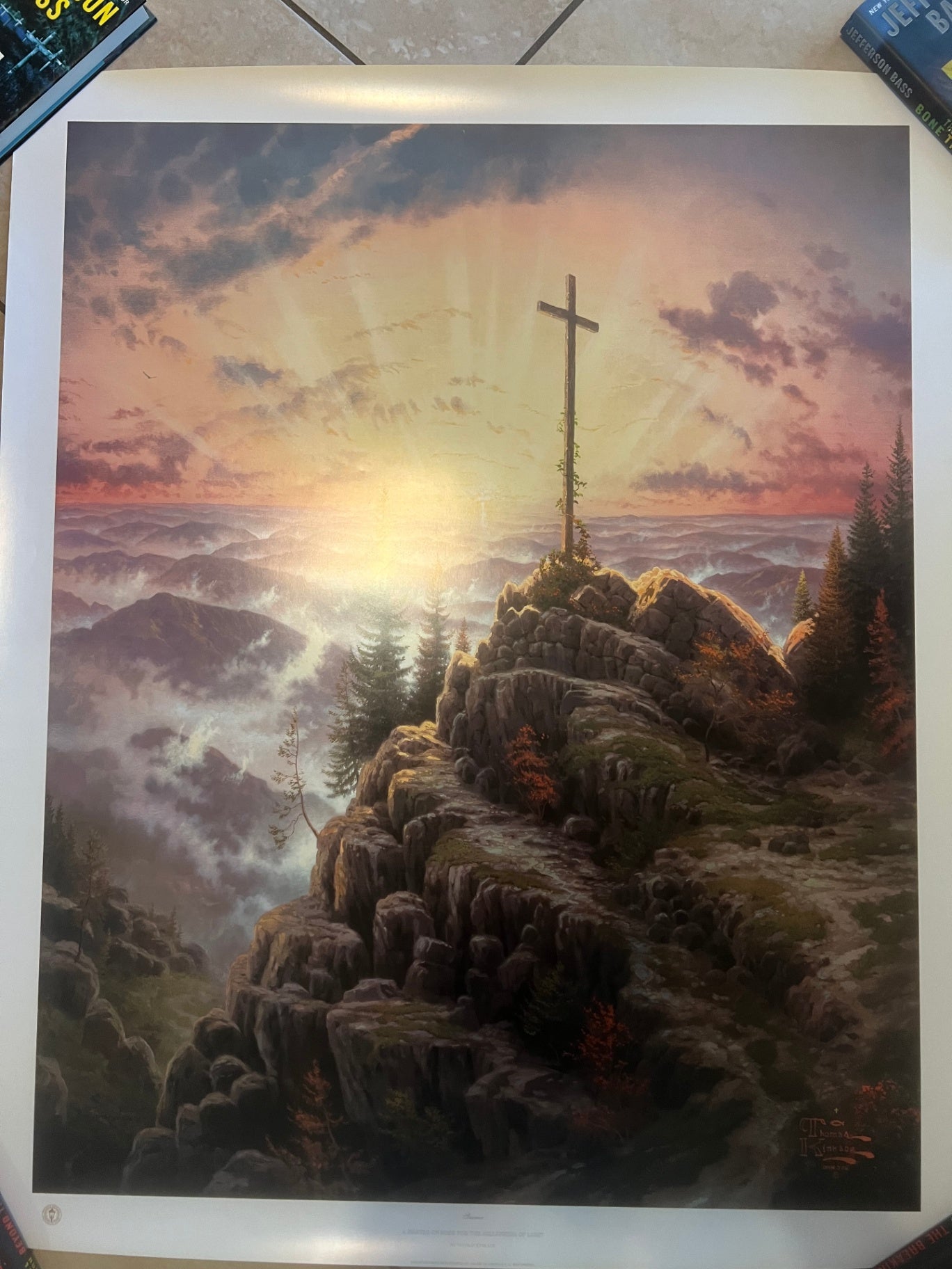 Thomas Kinkade Sunrise 40x32 GP 593/700 DNA Matrix Signature Paper Lithograph COA