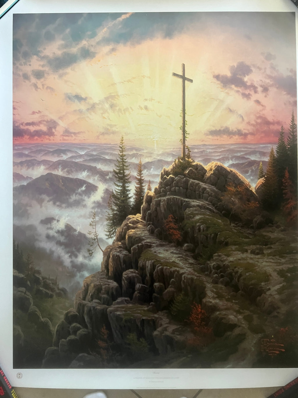 Thomas Kinkade Sunrise 40x32 GP 593/700 DNA Matrix Signature Paper Lithograph COA