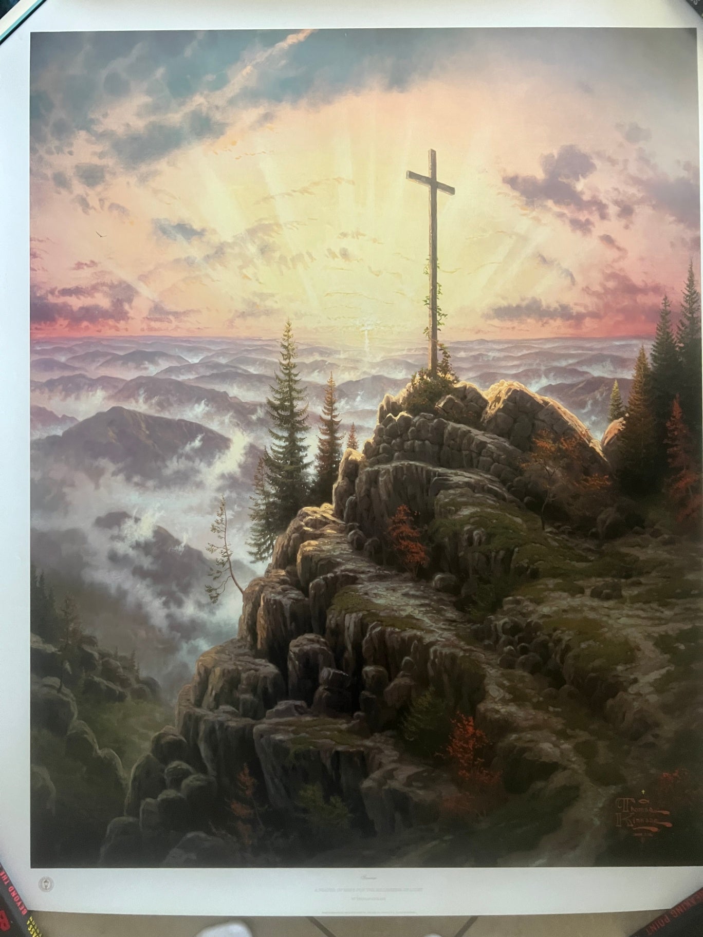 Thomas Kinkade Sunrise 40x32 GP 593/700 DNA Matrix Signature Paper Lithograph COA