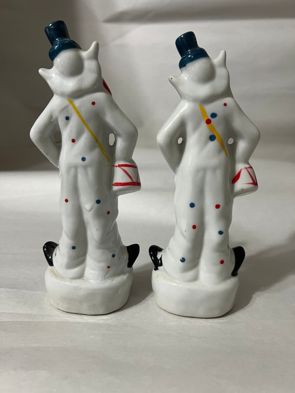 Vintage Porcelain Clown Lot 2 Pcs Celestial Moon Star & Performer with Balloon