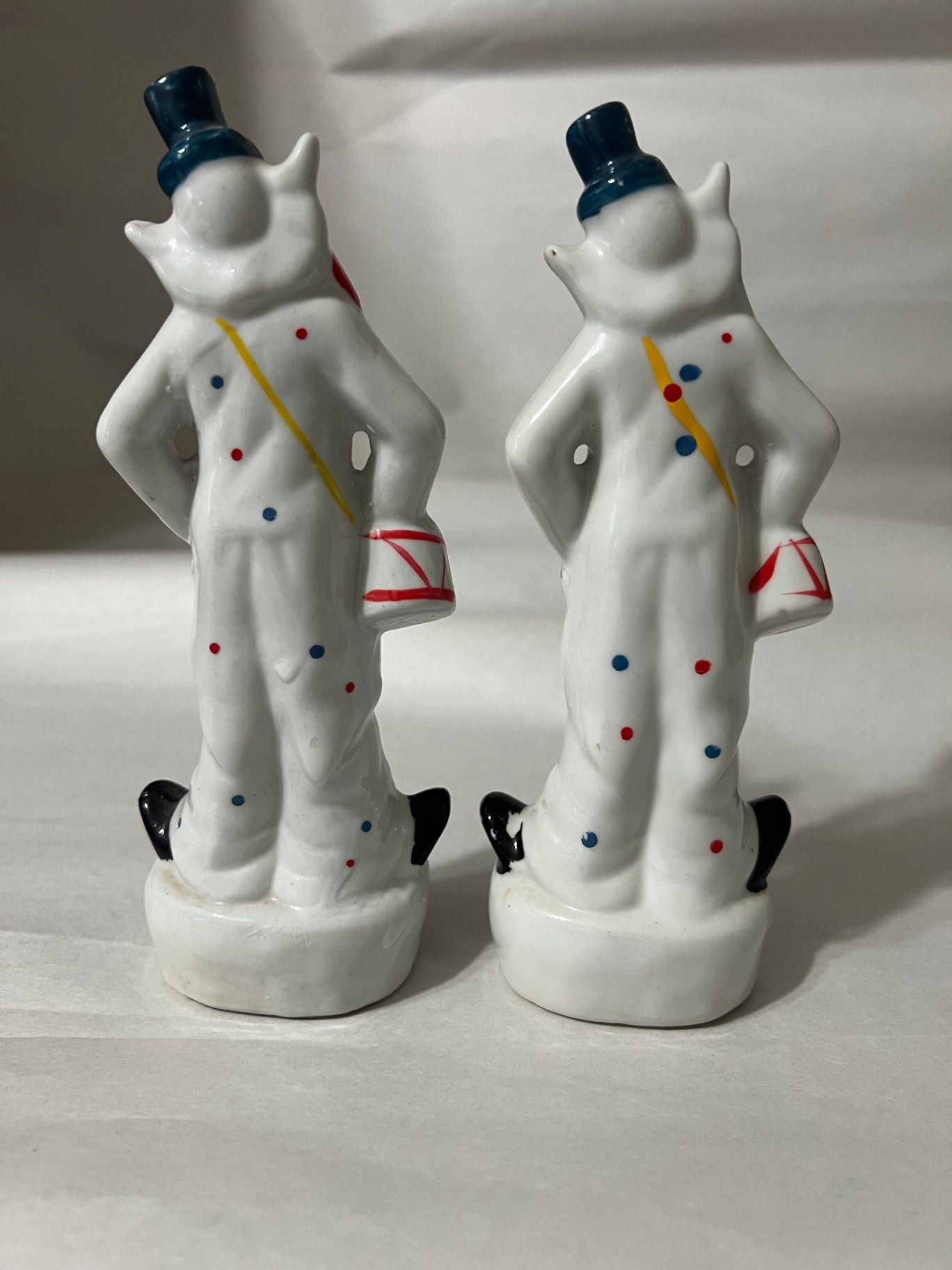 Vintage Porcelain Clown Lot 2 Pcs Celestial Moon Star & Performer with Balloon