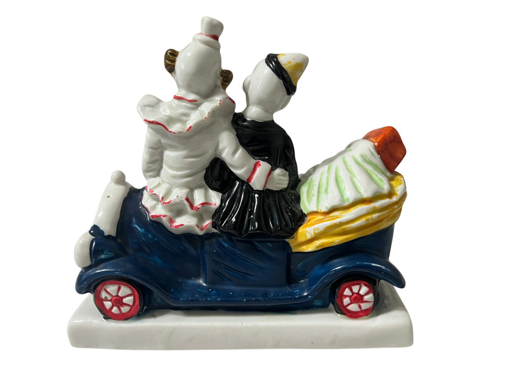 Vintage Porcelain Clown Car Figurine CWI Special Issue Hand Painted Retro