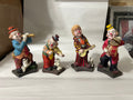 Lot of 4 Vintage Porcelain Musical Clown Figurines Circus Band Orchestra Kitsch