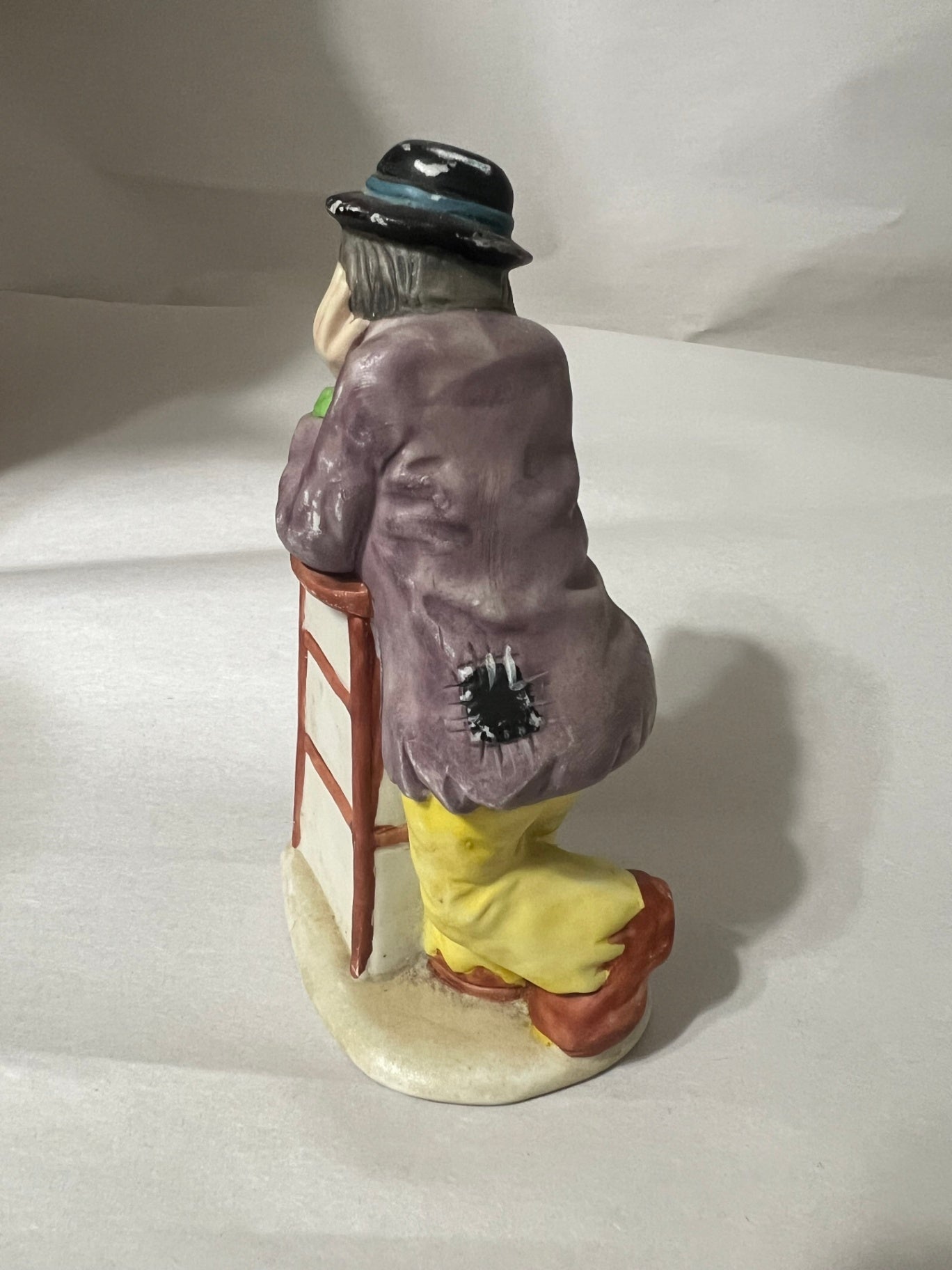 Vintage Emmett Kelly Jr Flambro Figurine The Thinker Hobo Clown Leaning on Stool