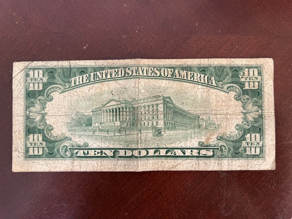Vintage Series 1953 $10 Silver Certificate Blue Seal Serial A06383355A