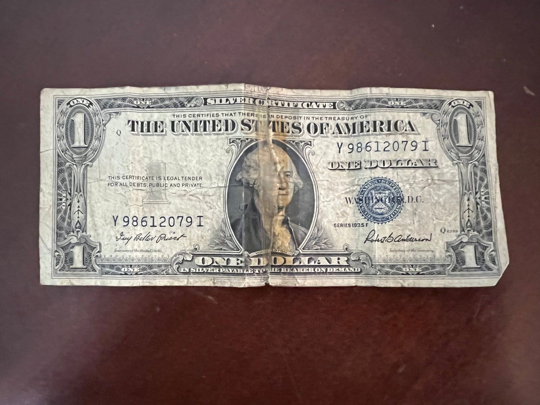 Vintage US Currency Lot 4 Silver Certificates & 1 Red Seal Two Dollar Note